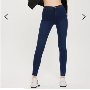 dark navy blue top shop joni jeans